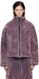 MSGM Purple Quilted Denim Puffer Jacket