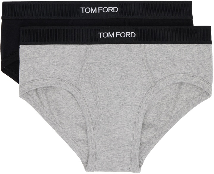 Photo: TOM FORD Two-Pack Black & Gray Briefs