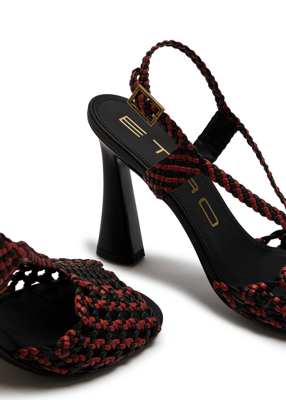 Etro 100 Woven Faux Leather Sandals Burgundy