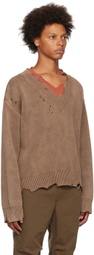 C2H4 Brown Distressed Sweater