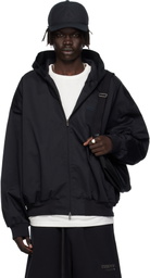 Fear of God ESSENTIALS Black Twill Hooded Bomber Jacket