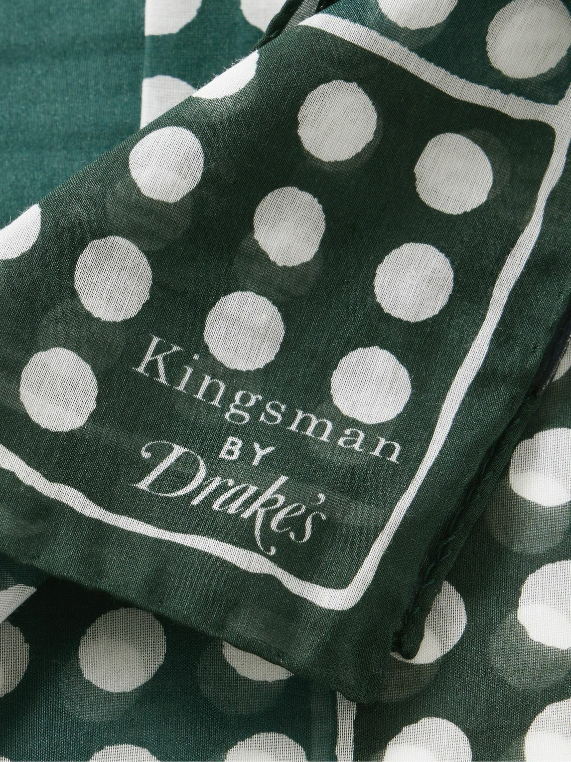 Kingsman - Drake's Logo-Print Polka-Dot Cotton and Silk-Blend Pocket Square