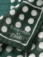 Kingsman - Drake's Logo-Print Polka-Dot Cotton and Silk-Blend Pocket Square