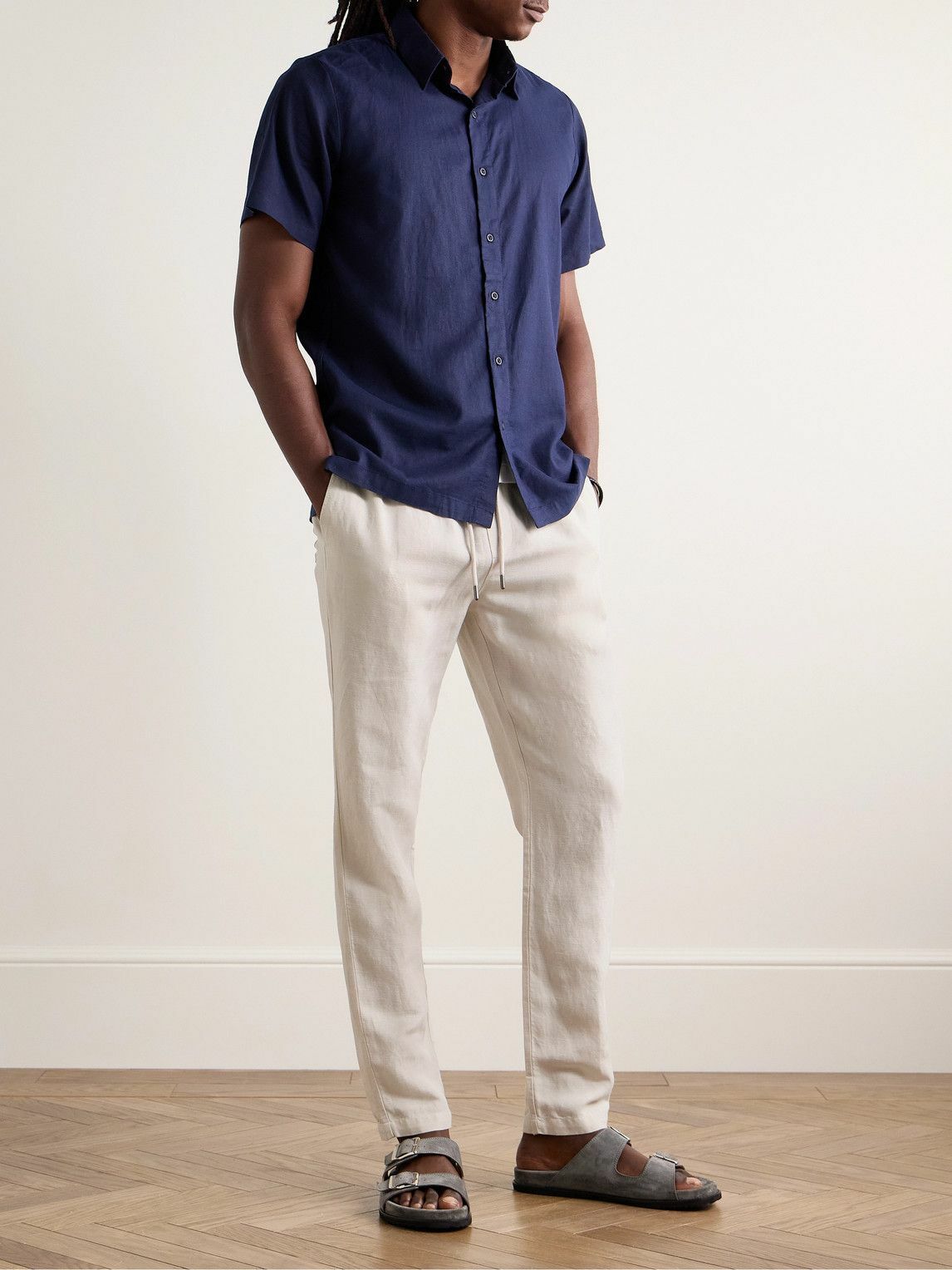 Onia - Air Straight-Leg Linen and Lyocell-Blend Drawstring Trousers - Neutrals