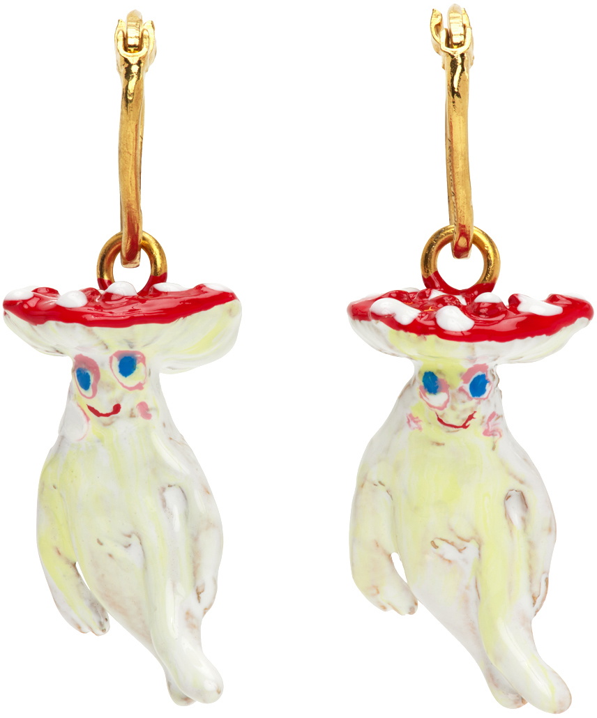 Marni Red & White Mushroom Earrings Marni