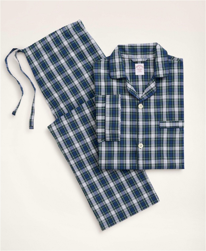Photo: Brooks Brothers Men's Cotton Broadcloth Tartan Pajamas | Blue