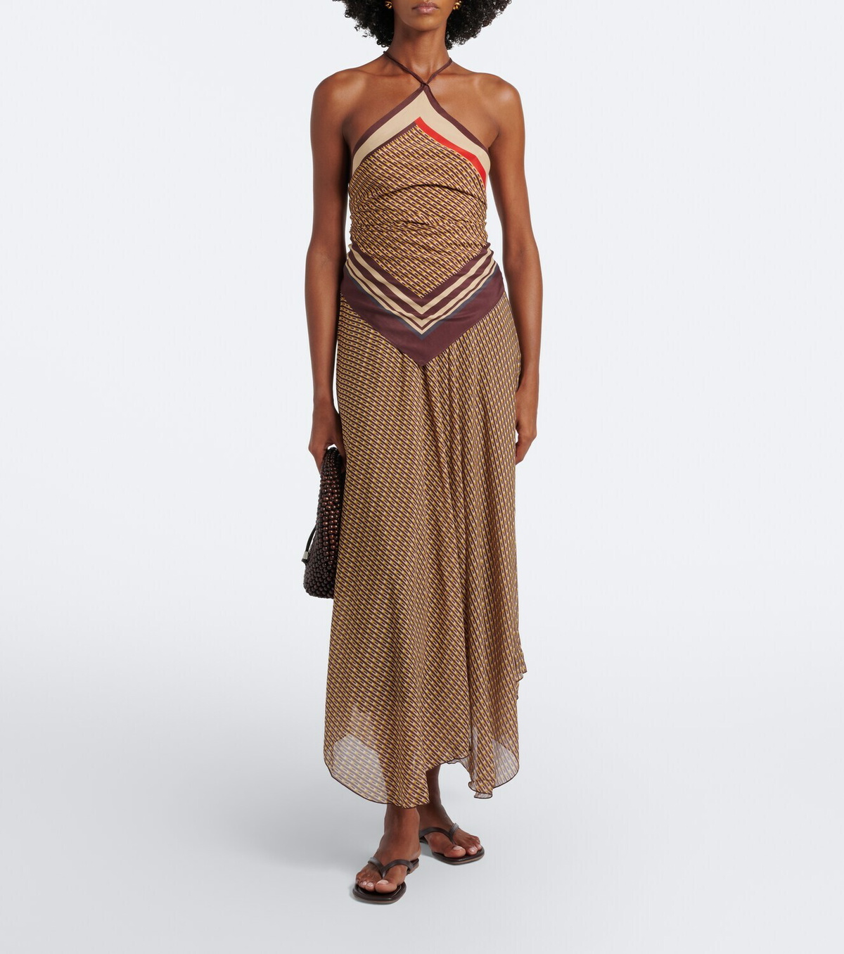 SIR Cooper asymmetric printed maxi skirt
