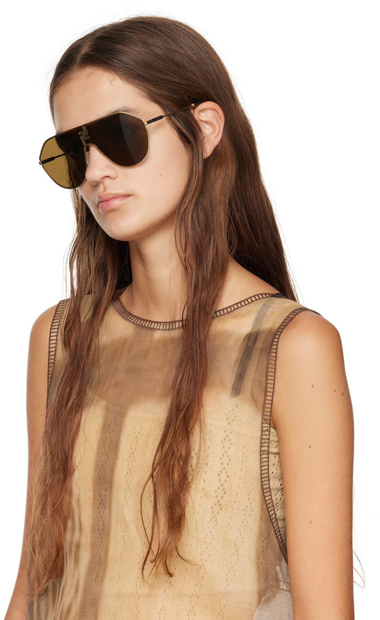 FF Match Aviator Sunglasses in Gold - Fendi