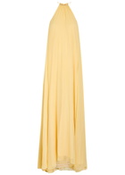 Delos Luna Draped Silk-georgette Maxi Dress Gold