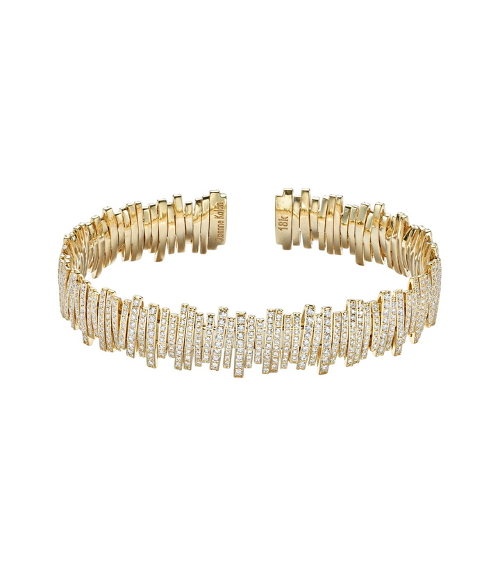 Photo: Suzanne Kalan Medium 18kt gold bangle with diamonds