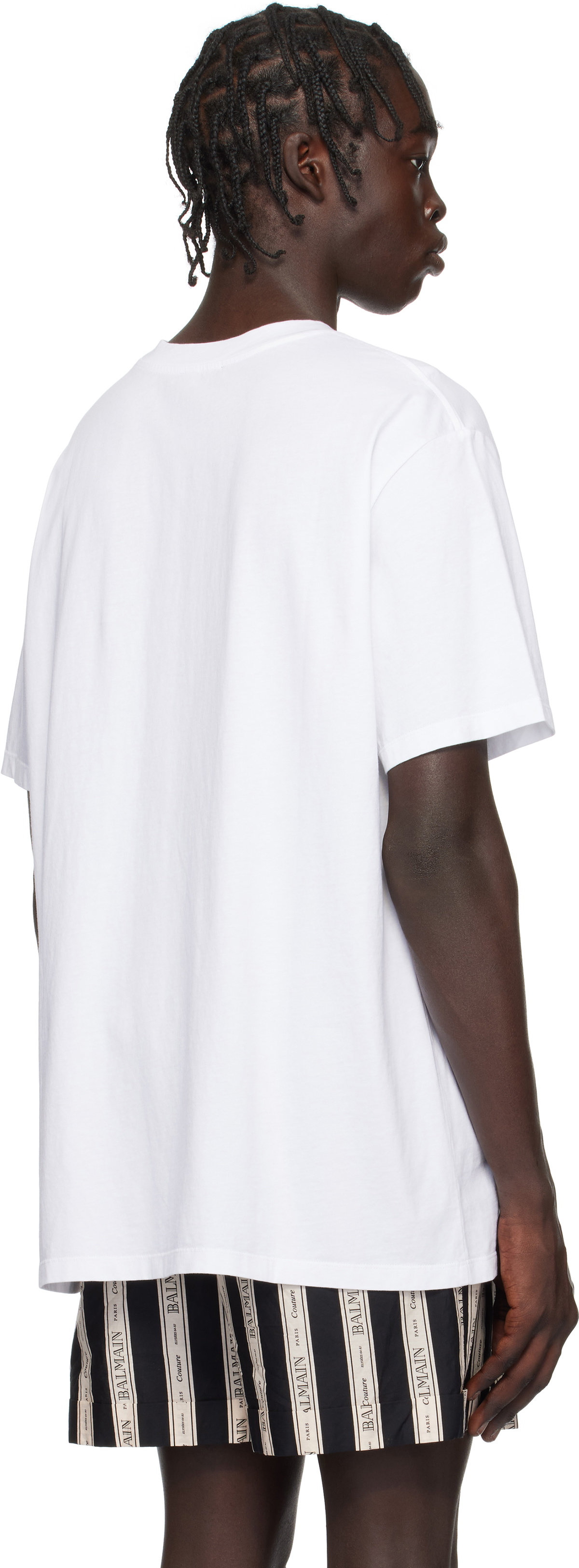 BALMAIN ビーズ装飾 ホワイトTシャツ　Mサイズ T-shirt with Balmain Couture label white white - Men | BALMAIN
