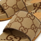 Gucci Men's Sideline Jumbo GG Jacquard Slide in Camel