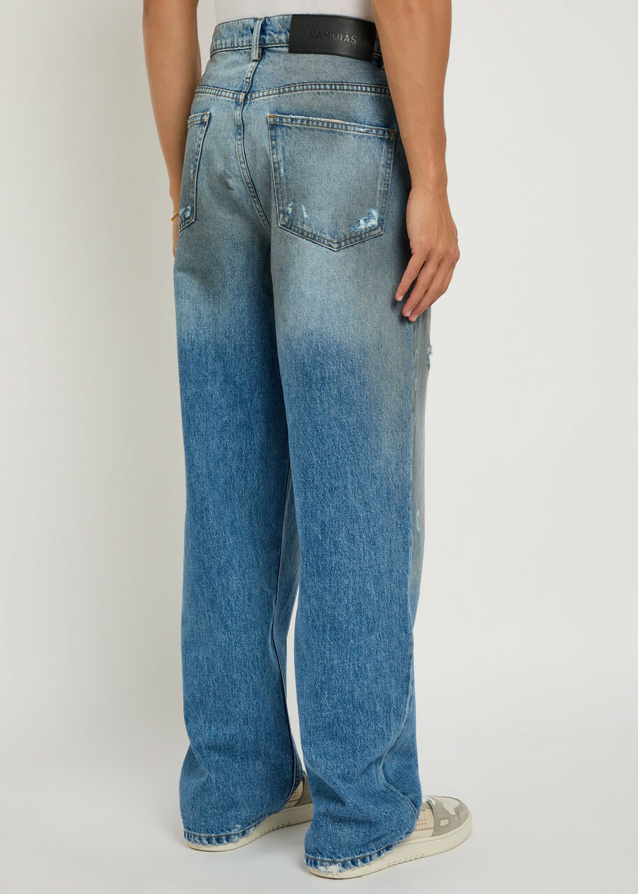 Nahmias Dirty Wash Distressed Straight-leg Jeans Denim