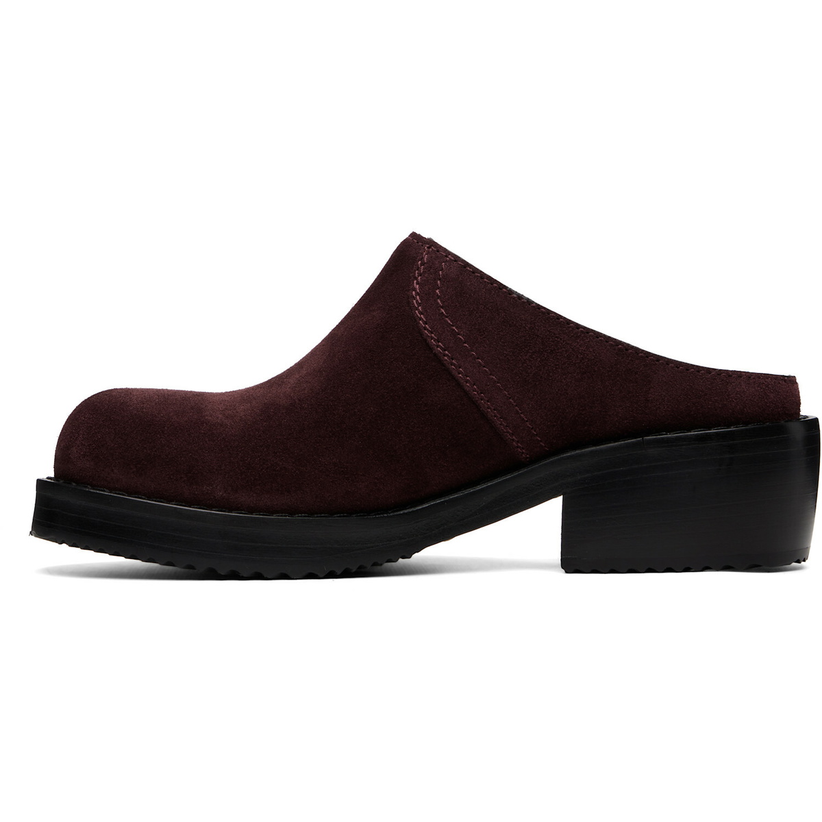 Dries Van Noten Burgundy Suede Workwear Mule Loafers