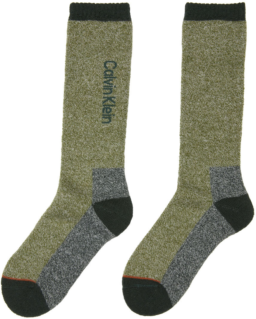 Heron Preston for Calvin Klein Two-Pack Grey Season 2 Wool Crew Socks