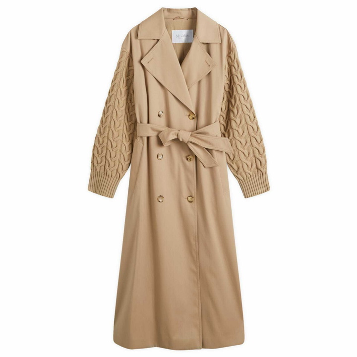 Photo: Max Mara Women's Trench Coat with Knitted Sleeves in Camel