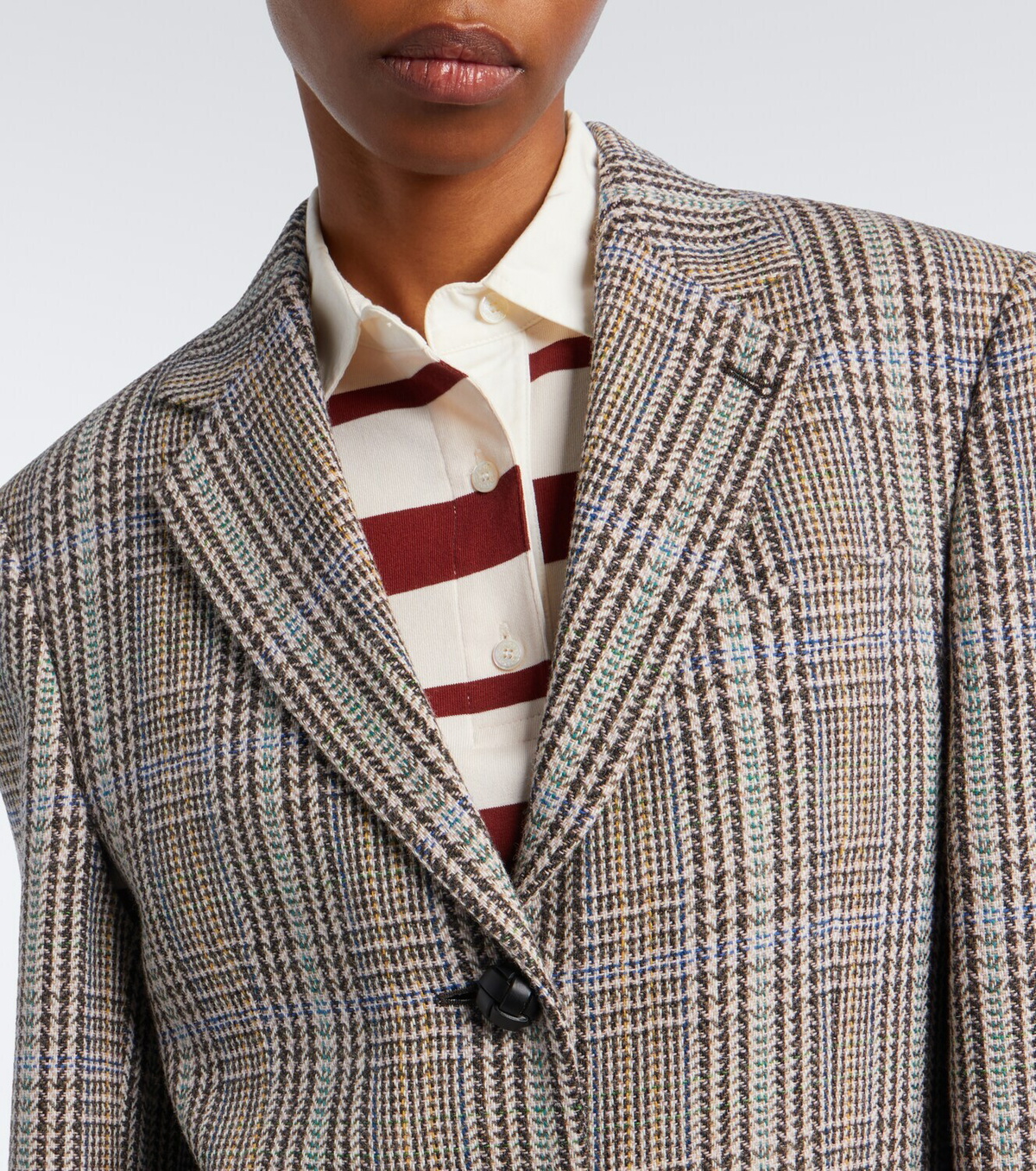 Acne Studios Checked shearling-trimmed wool blazer