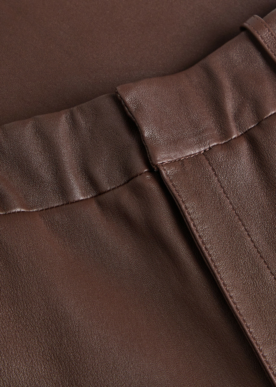 Arma Marina Wide-leg Leather Trousers Brown