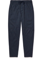 Giorgio Armani - Tapered Cotton-Twill Drawstring Trousers - Blue