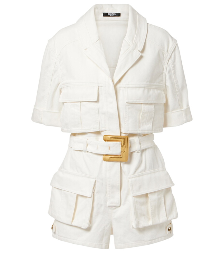 Photo: Balmain Belted denim romper