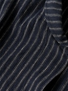 De Bonne Facture - Vareuse Shawl-Collar Striped Linen and Cotton-Blend Jacket - Blue