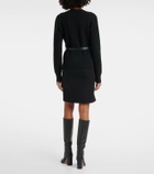 Ferragamo Leather-trimmed belted cardigan