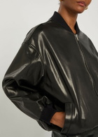 Nour Hammour Marley Leather Bomber Jacket Black