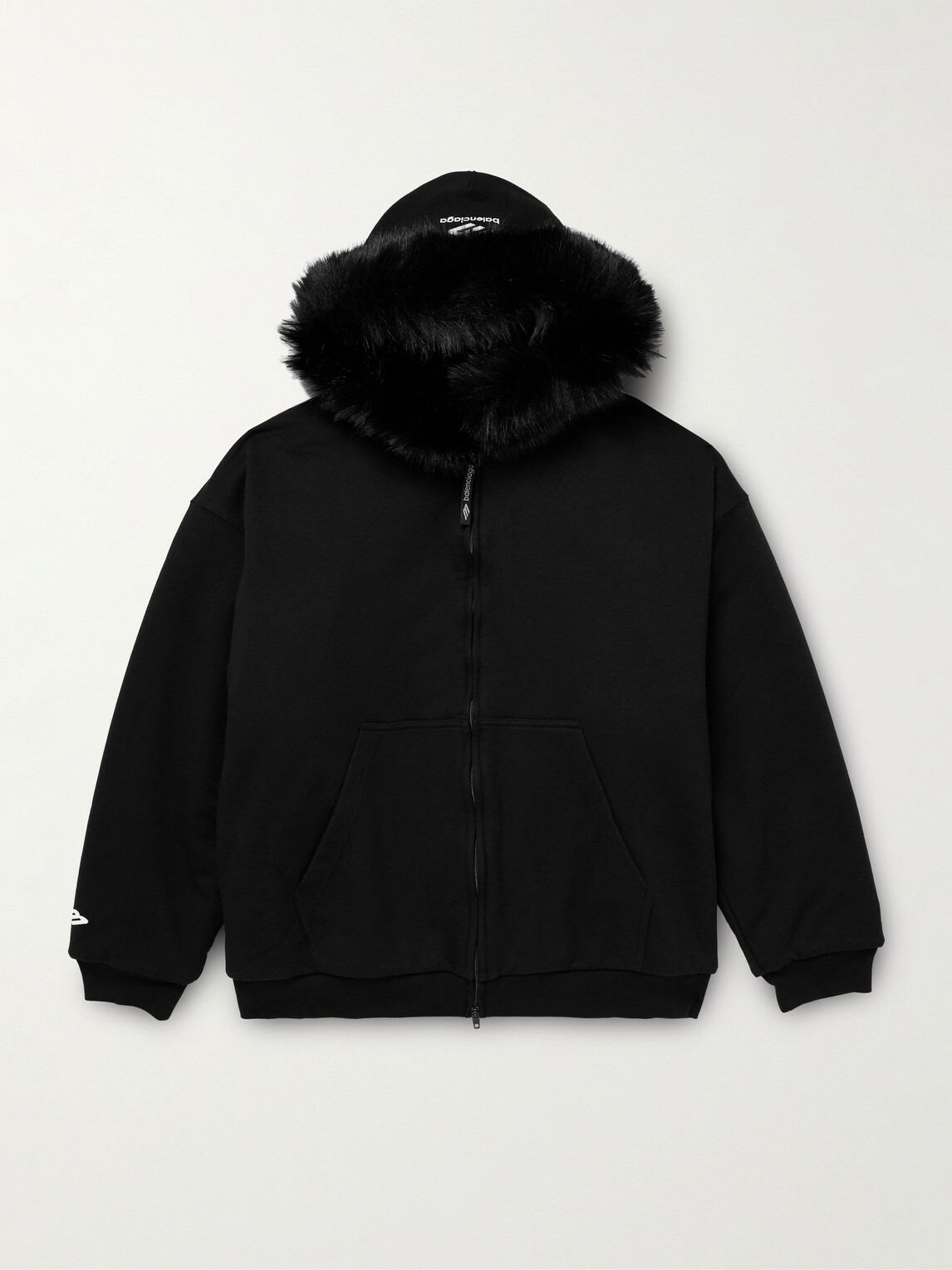 Balenciaga - Plush-Lined Cotton-Jersey Hoodie - Black