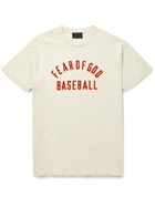 Fear of God - Logo-Flocked Cotton-Jersey T-Shirt - Neutrals