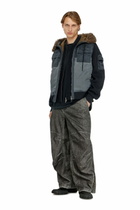 Diesel Hooded padded jacket with knitted sleeves - Winter Jackets Mens in Blue