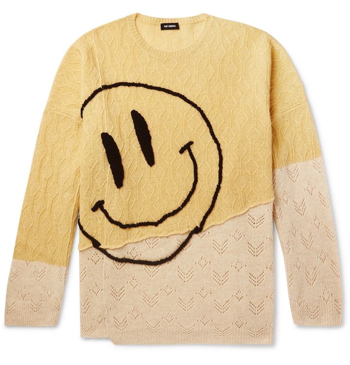 Photo: Raf Simons - Oversized Embroidered Merino Wool Sweater - Yellow