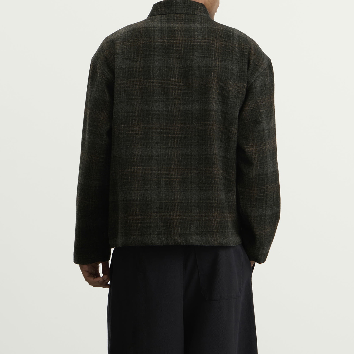 YMC Men's Wool Check PJ Overshirt in Brown Multi
