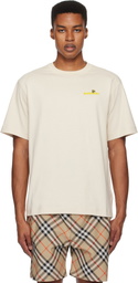 Burberry Beige Flocked Logo T-shirt