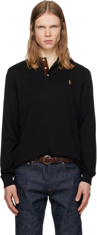 Photo: Polo Ralph Lauren Black Classic Fit Soft Cotton Polo
