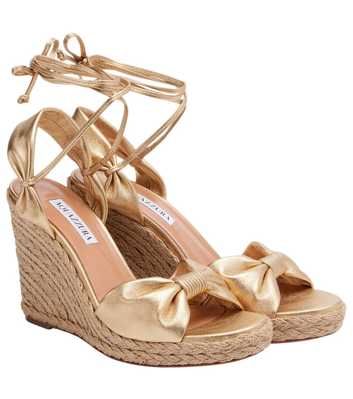 Photo: Aquazzura Carina metallic leather espadrille wedges
