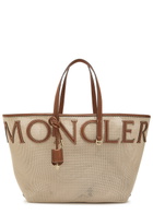 Moncler Logo-appliquéd Leather and Woven Tote - White - One Size