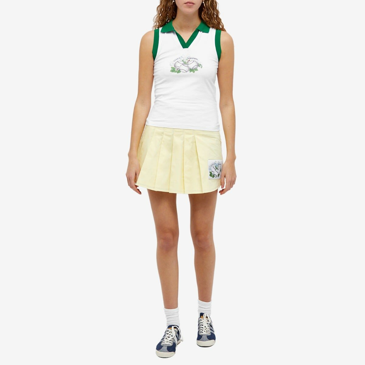 Shrimps Women's V-Neck Tank Top in Multi/White/Green