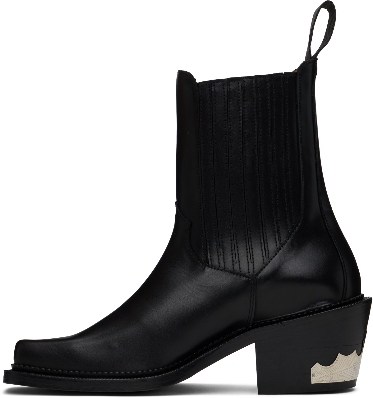 Toga Virilis Black Square Toe Chelsea Boots
