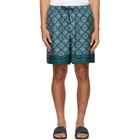 Casablanca Green Radiating Monogram Silk Shorts