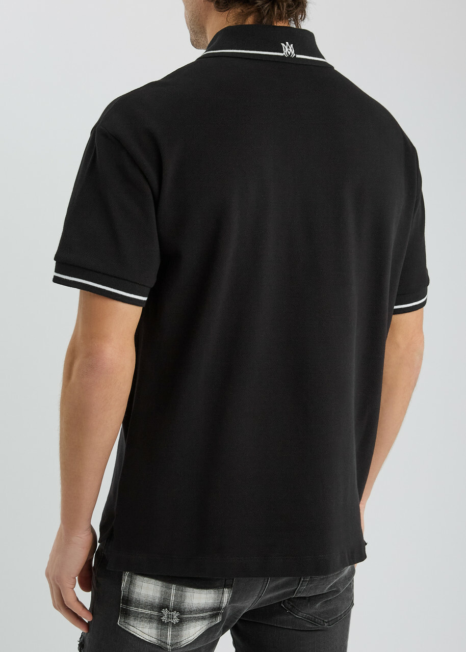 Amiri Logo Piqué Cotton Polo Shirt Black