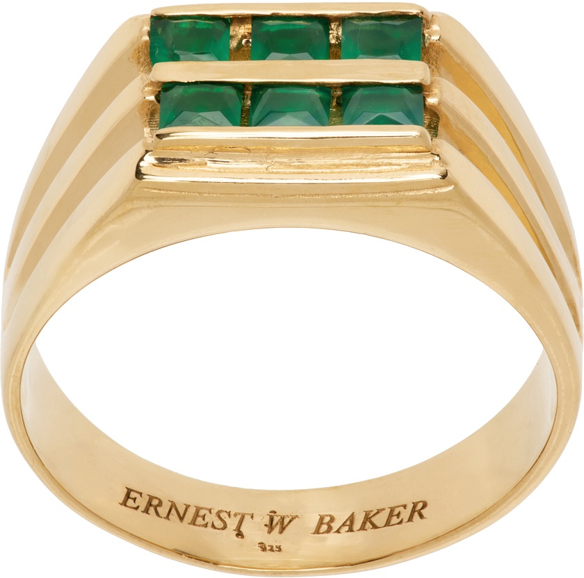 Ernest W. Baker Gold & Green Stone Ring