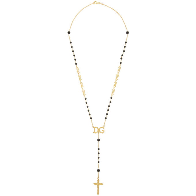 Photo: Dolce and Gabbana Black DG Rosary Necklace