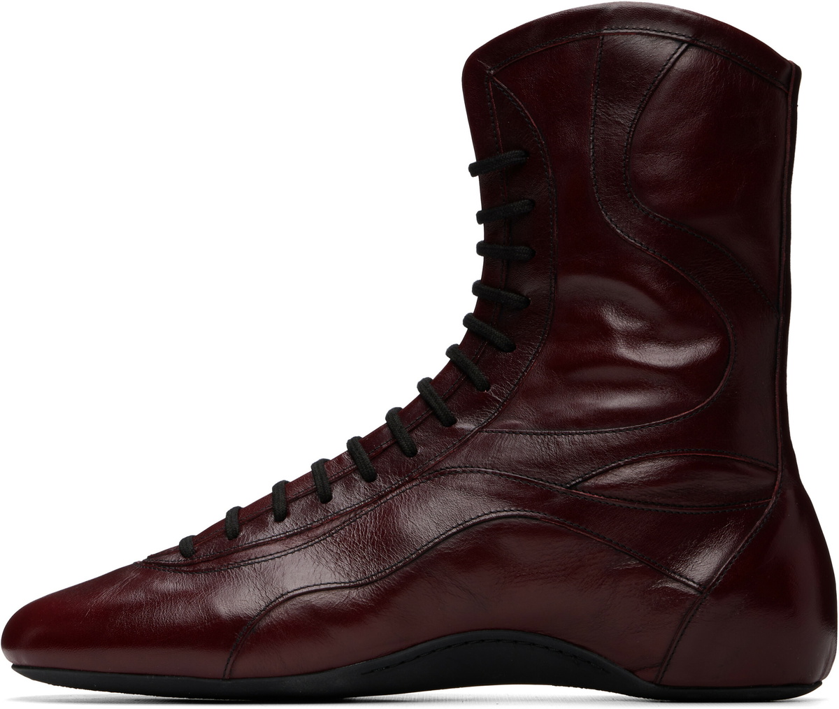 Dries Van Noten Red Leather High Top Sneakers
