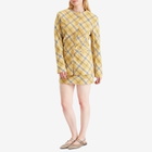 House Of Sunny Women's Check Collarless Blazer Jacket in Multi
