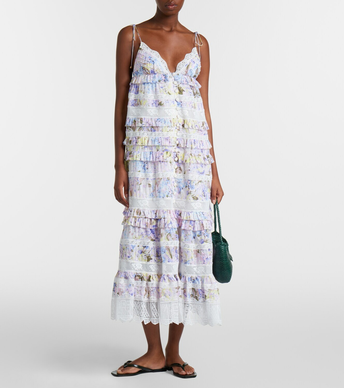 Zimmermann Solstice Tiered floral cotton midi dress