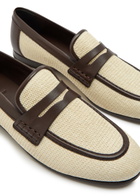 Brunello Cucinelli Leather-trimmed Raffia Loafers Beige