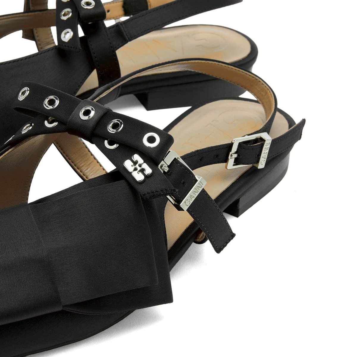 GANNI Women's Big Bow Slingback Ballerina in Black GANNI