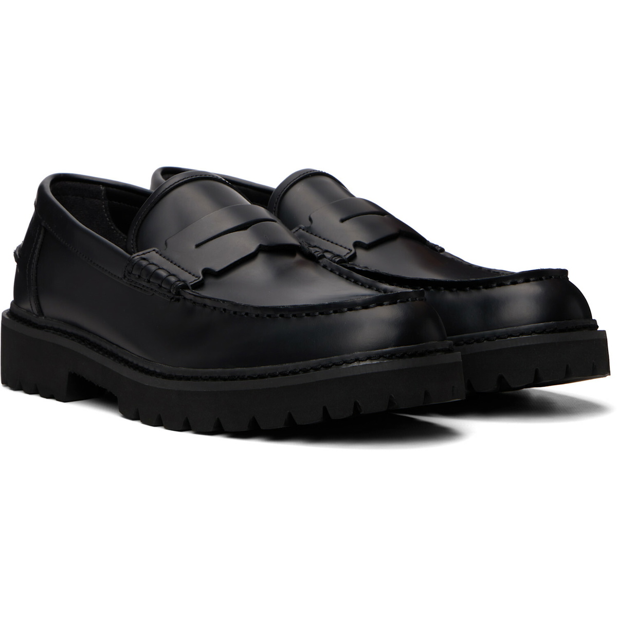 Hugo Black Embossed-Logo Loafers