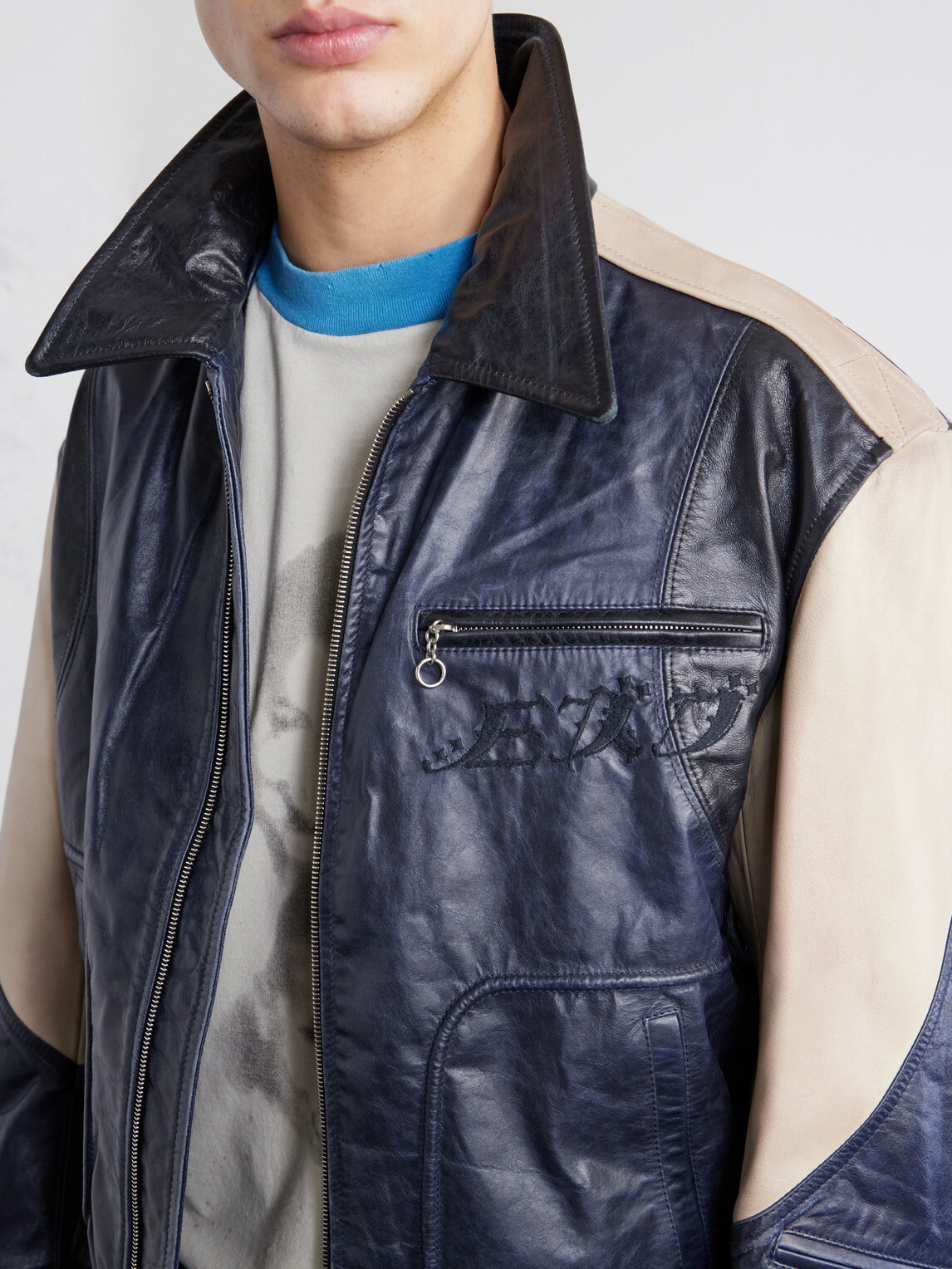 Enfants Riches Déprimés - Combaittimento Leather Jacket - Blue