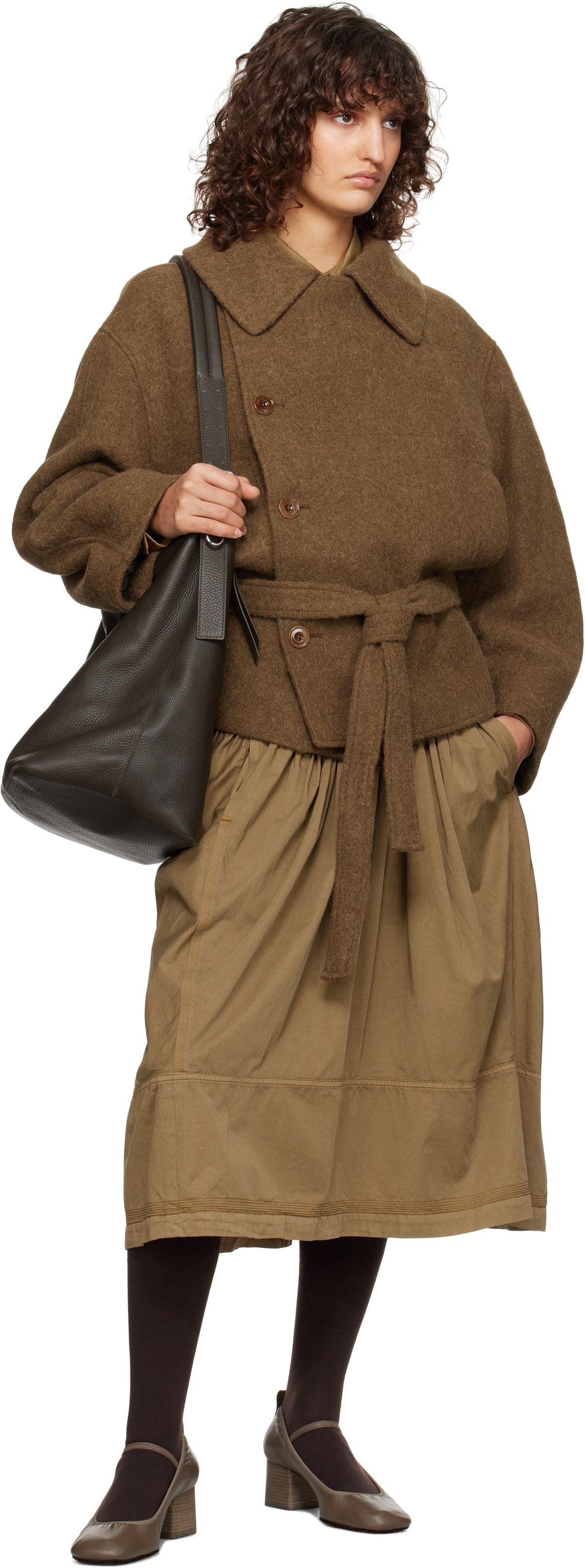 LEMAIRE Brown Short Asymmetrical Bathrobe Jacket Lemaire